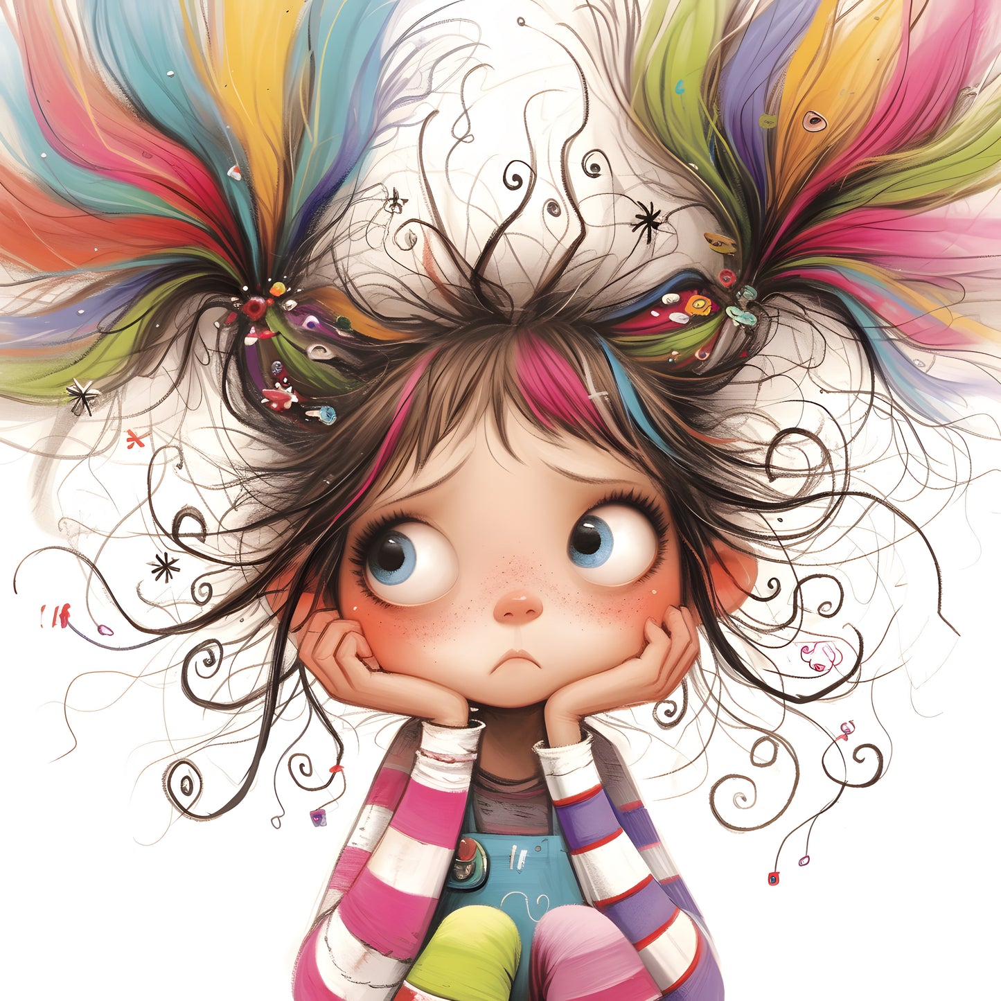 Notebook A5 - Quirky Girl with Wild Pigtails