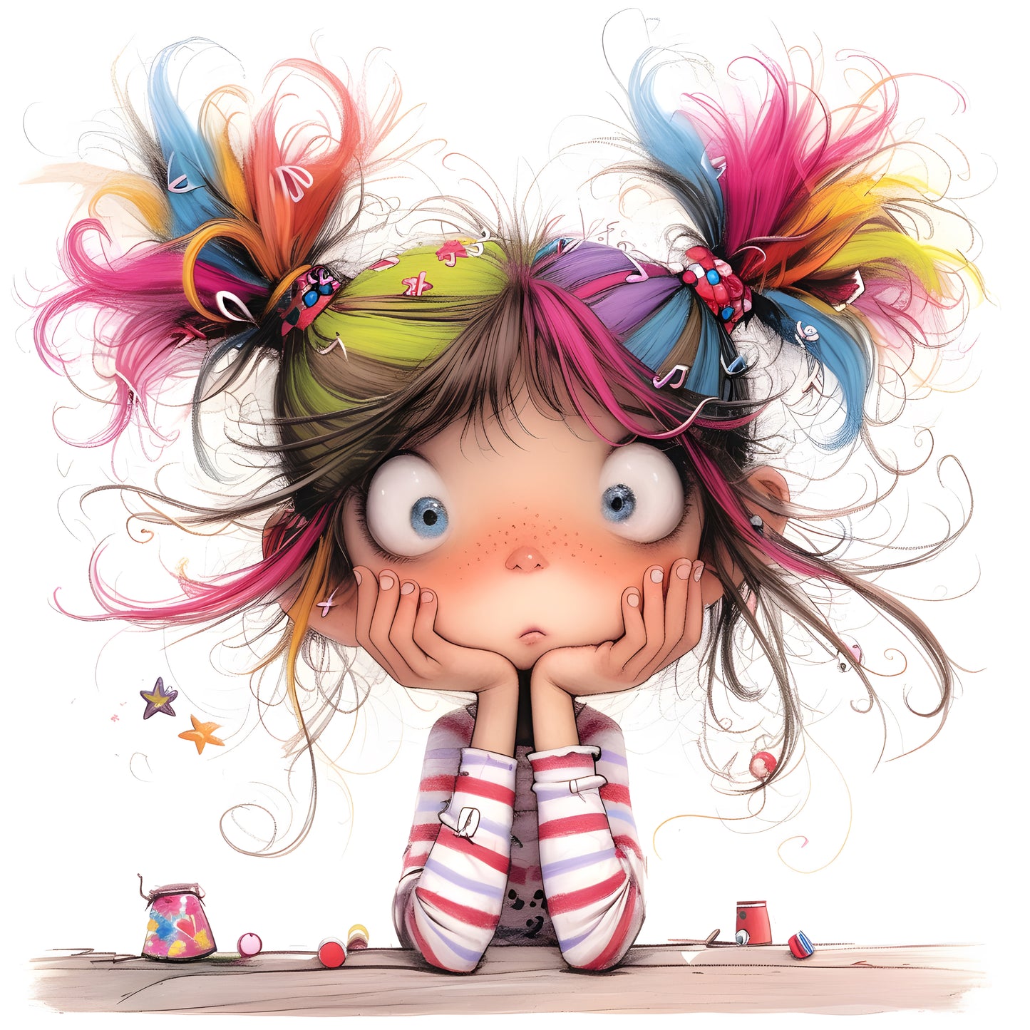 Notebook A5 - Quirky Girl Worried