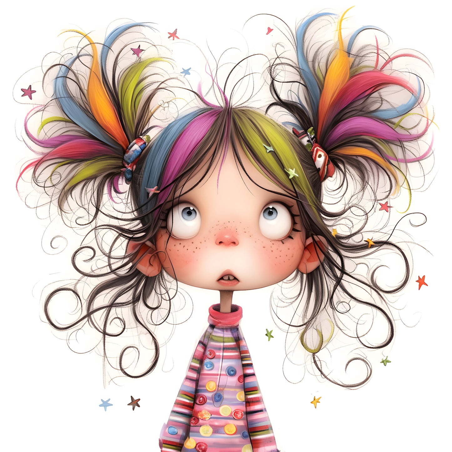 Notebook A5 - Quirky Girl & Buttons