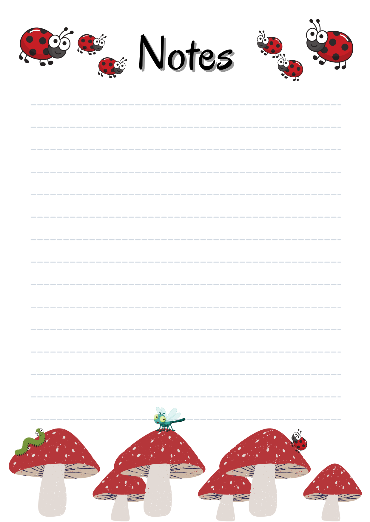 Daily To-Do-List - Lady Bugs & Mushrooms