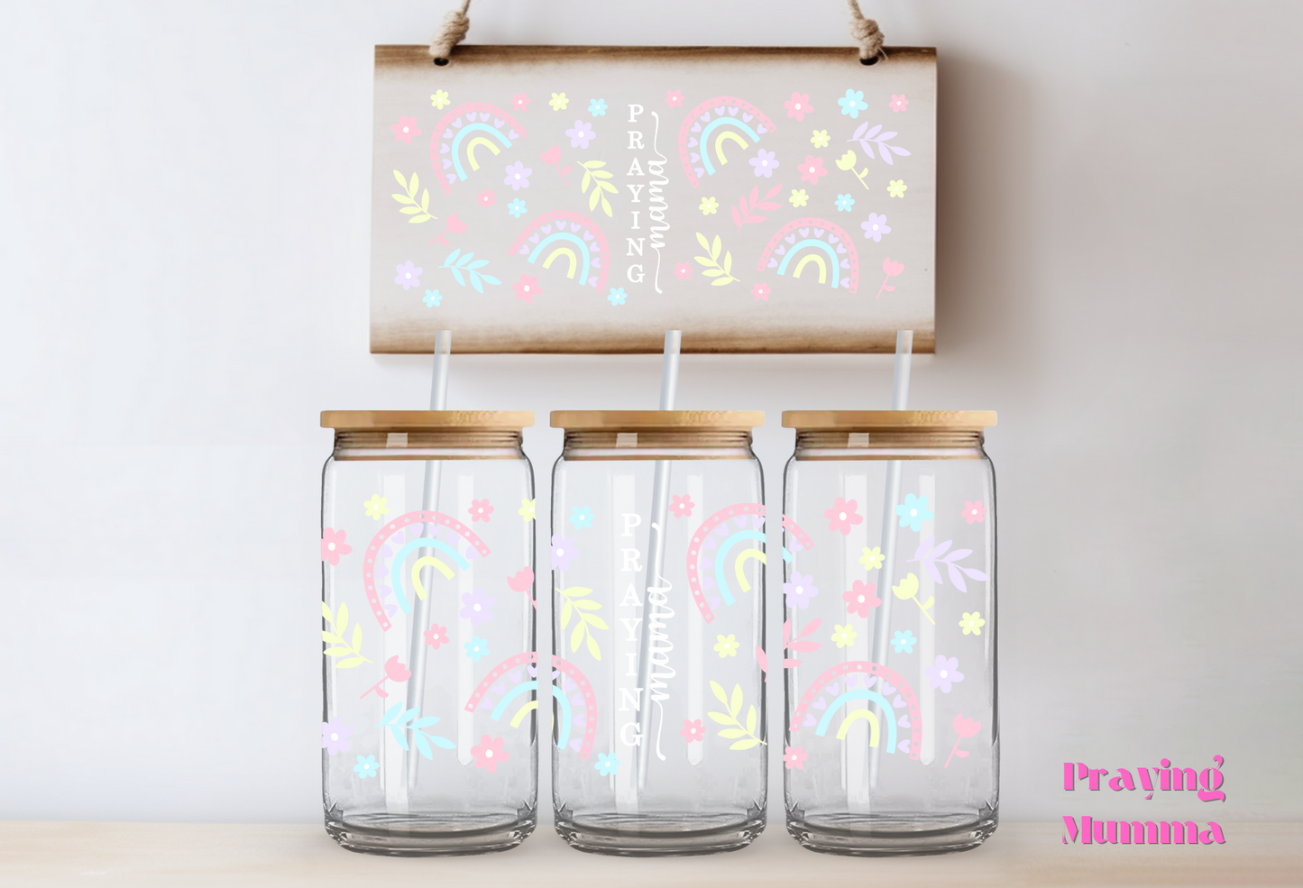 Praying Mamma ~ 475ml (16oz) Libbey Glass Can