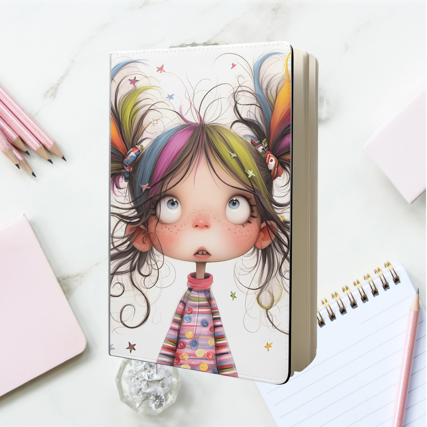 Notebook A5 - Quirky Girl & Buttons