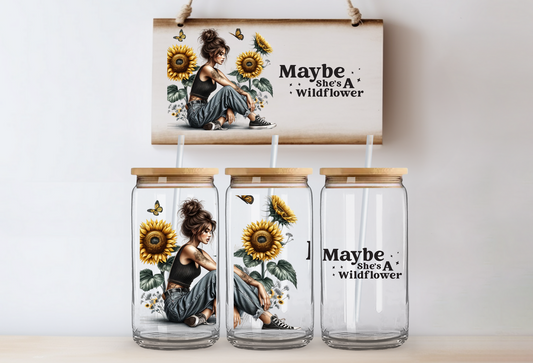 Maybe She's a Wildflower  ~ 475ml (16oz) Libbey Glass Can