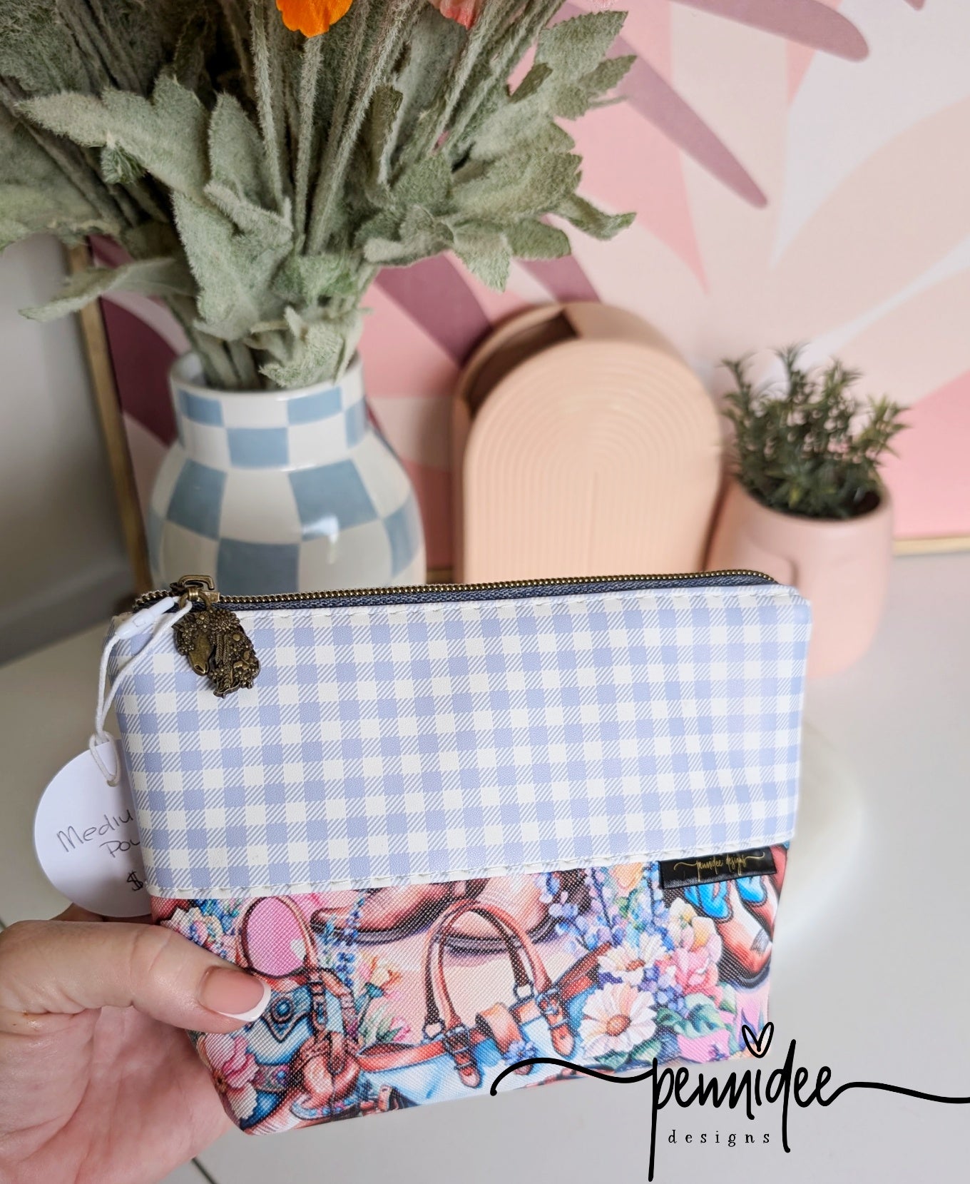 Makeup Pouch - Cowgirl Boots & Blue Gingham