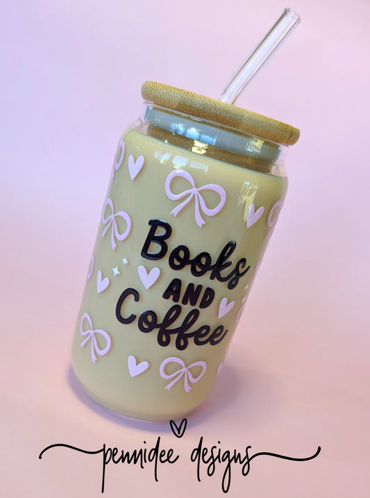Coffee & Books ~ 475ml (16oz) Libbey Glass Can