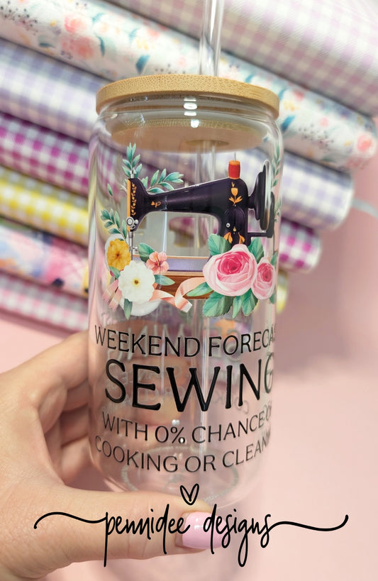 Weekend Forecast Sewing~ 475ml (16oz) Libbey Glass Can