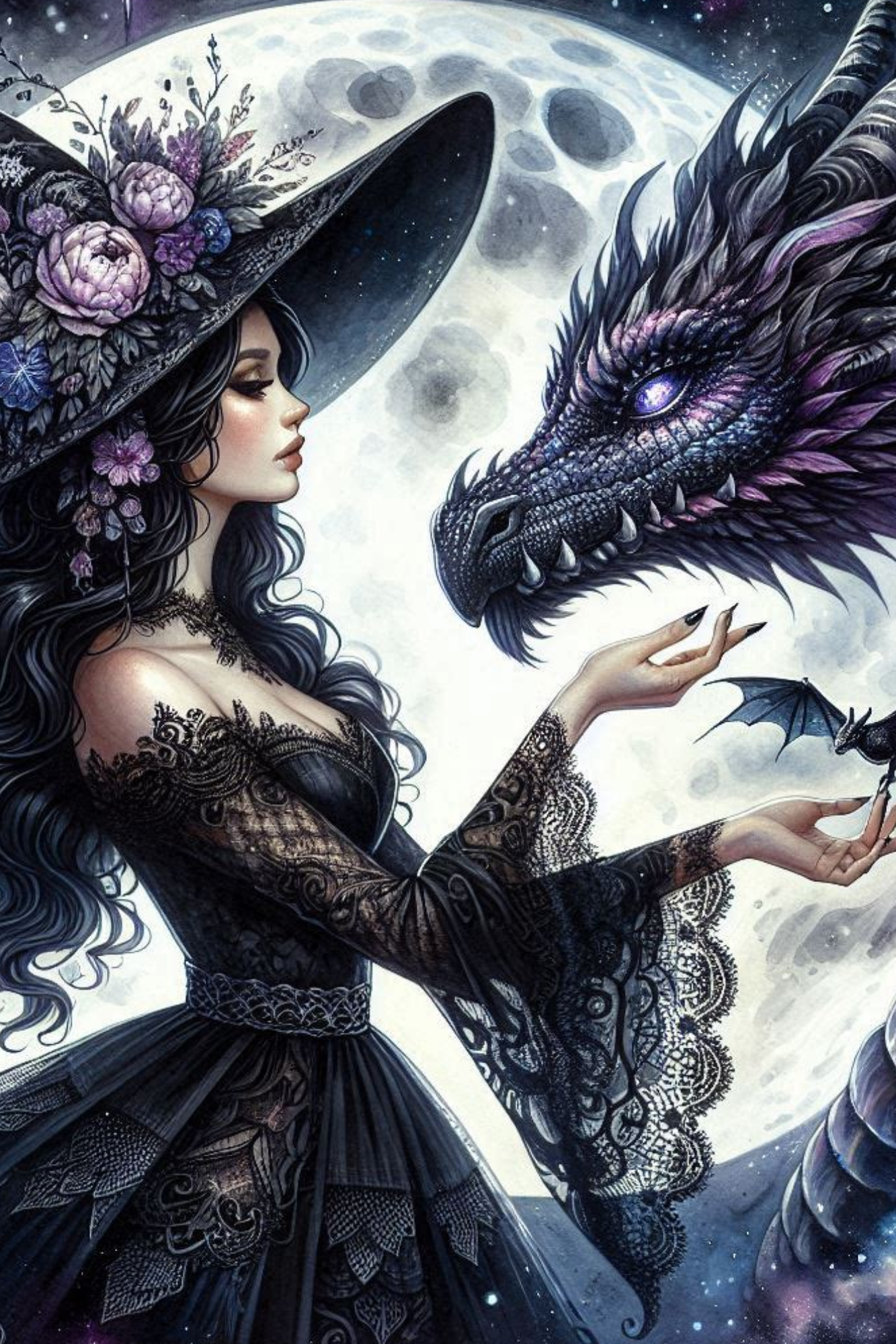 Notebook A5 - Witch & Her Dragon Moon