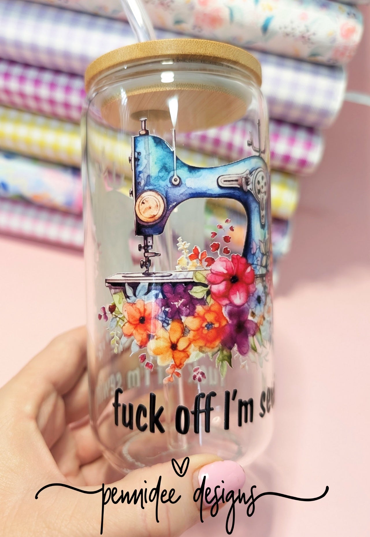 F@#k Off I'm Sewing ~ 475ml (16oz) Libbey Glass Can