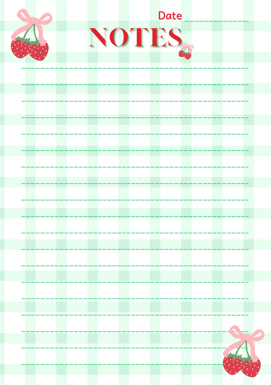 Daily To-Do-List - Strawberrys & Green Gingham