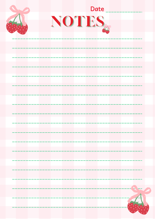 Daily To-Do-List - Strawberrys & Pink Gingham